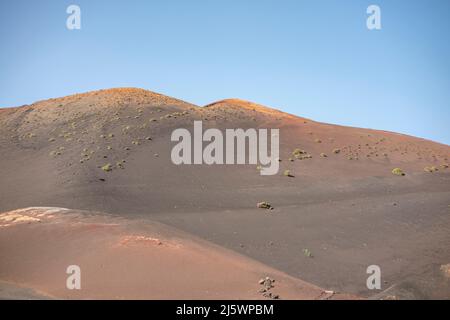 Der Nationalpark Timanfaya auf Lanzarote, die östlichste der Kanarischen Inseln, ist das Land des Feuers und der Vulkane Stockfoto