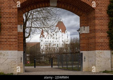 Ingolstadt Neues Schloss am Ufer der Donau Stockfoto