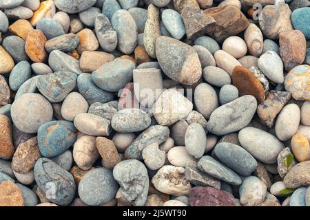 Abstrakte Natur Kieselsteine Hintergrund, Textur. Kiesstrand. Steinhintergrund. Stockfoto