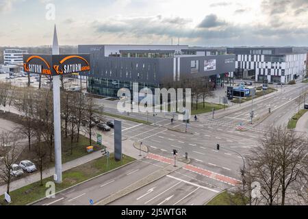 Saturn Arena in Ingolstadt an einem bewölkten Frühlingstag Stockfoto