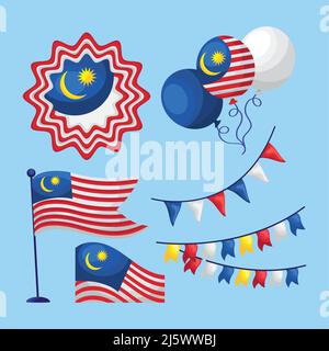 Sechs hari merdeka-Symbole Stock Vektor