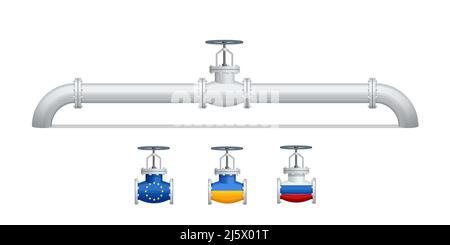 Transport, Lieferung, Transport von Erdgas oder Erdöl auf Pipeline zwischen Lieferant und Importeur. Gasregelgeräte. Erdgaslieferungen Stock Vektor