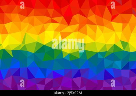 Low Poly Rainbow Hintergrund. Polygonal Homosexuell Stolz LGBTQ Flagge. Vektorgrafik Stock Vektor