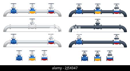 Transport, Lieferung, Transport von Erdgas oder Erdöl auf Pipeline zwischen Lieferant und Importeur. Gasregelgeräte. Erdgaslieferungen Stock Vektor