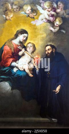 San Augustin con la Virgen y el Nino (Hl. Augustinus mit der Jungfrau und dem Kind) (1664) von Bartolomé Esteban Murillo (1617-1682) Stockfoto