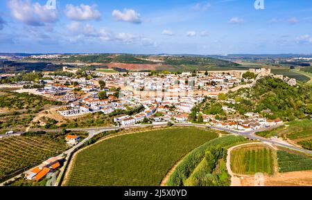 Luftaufnahme von Obidos, einer Stadt in der Region Oeste in Portugal Stockfoto