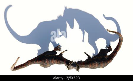 Pachycephalosaurus, Kopf-butting-Dinosaurier aus der späten Kreidezeit, isoliert auf weißem Hintergrund mit leerem Raum Stockfoto