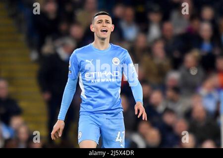 Phil Foden von Manchester City. Bilddatum: Donnerstag, 21. April 2022. Bildnachweis sollte lauten: Anthony Devlin/Alamy Live News/Alamy Live News Stockfoto