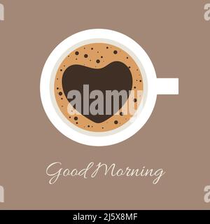 Draufsicht auf die Kaffeetasse. Guten Morgen. Ich liebe Kaffee, einfache Vektor-Illustration. vektor Stock Vektor