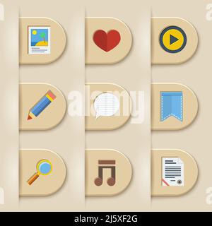 Medien-Symbol auf dem Papier schneidet Vektor-illustration Stock Vektor