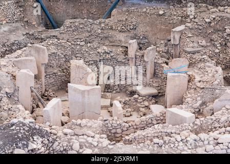 Gobeklitepe Achaelogische Ausgrabungsstätte, der erste Tempel der Menschheit Stockfoto