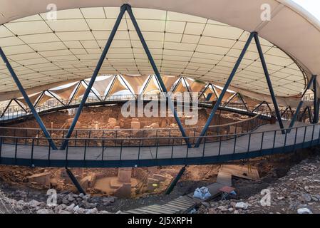 Gobeklitepe Achaelogische Ausgrabungsstätte, der erste Tempel der Menschheit Stockfoto