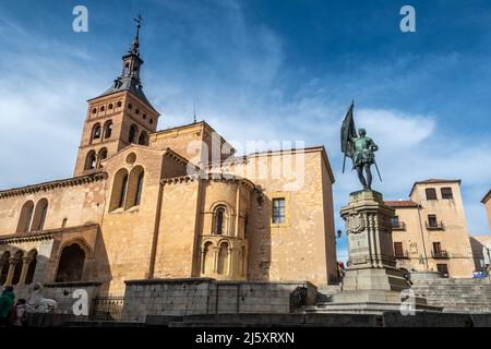 Denkmal von Juan Bravo außerhalb der Iglesia de San Martin Segovia, Spanien Stockfoto