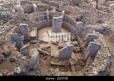 Gobeklitepe Achaelogische Ausgrabungsstätte, der erste Tempel der Menschheit Stockfoto