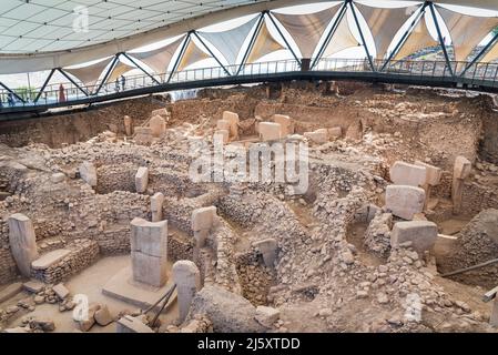 Gobeklitepe Achaelogische Ausgrabungsstätte, der erste Tempel der Menschheit Stockfoto