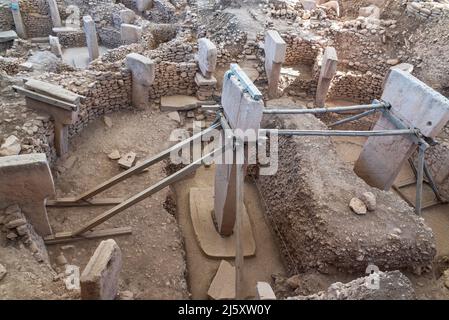 Gobeklitepe Achaelogische Ausgrabungsstätte, der erste Tempel der Menschheit Stockfoto