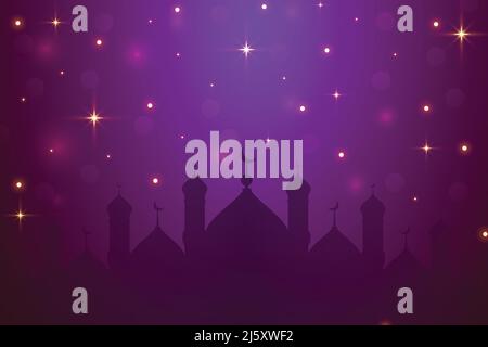 Eid Mubarak Banner Hintergrund. Eid Islamic Urlaub Design-Vorlagen mit Moschee Silhouette. Stock Vektor