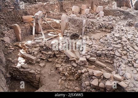 Gobeklitepe Achaelogische Ausgrabungsstätte, der erste Tempel der Menschheit Stockfoto