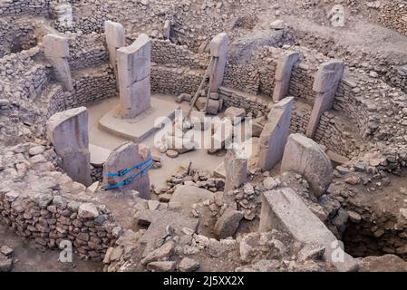 Gobeklitepe Achaelogische Ausgrabungsstätte, der erste Tempel der Menschheit Stockfoto