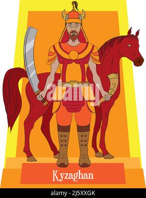 Illustration Vektor isoliert von mongolischen mythischen Göttern, Kizaghan Stock Vektor