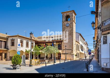 Rathaus (Ayuntamiento), Plaza Mayor, Mota del Cuervo, Castilla-La Mancha, Spanien Stockfoto