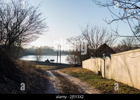 Tägliches Leben im Dorf Dubovi Makharynzi, Oblast Vinnytsia, Ukraine Stockfoto