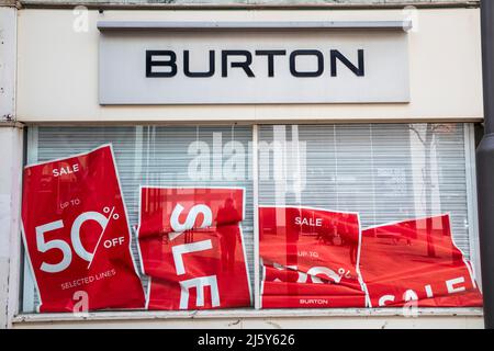 Burton Shop, Sheffield City Centre. Stockfoto