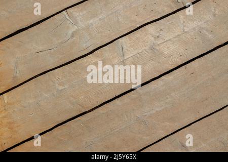 Alter Holzboden, Draufsicht, Nahaufnahme Hintergrundfoto Textur Stockfoto