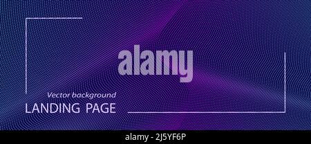 Dunkelblau, magentafarbener Hintergrund der Landing Page. Gepunktetes Wellenmuster. Vektor Techno Linien. BigData-Konzept. Banner-Vorlage. Abstraktes Design. EPS10 Stock Vektor