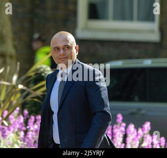 VEREINIGTES KÖNIGREICH. 26. April 2022. Sajid Javid, Gesundheitsminister, trifft auf eine Kabinettssitzung in der Downing Street 10 in London ein. (Foto von Ian Davidson/SOPA Images/Sipa USA) Quelle: SIPA USA/Alamy Live News Stockfoto