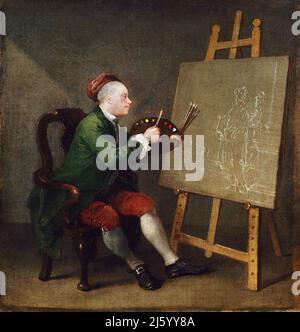 Selbstporträt von William Hogarth (1697-1794, Öl auf Leinwand, 1757/8 Stockfoto