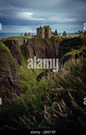 Dunnottar Castle durch den Gully Stockfoto