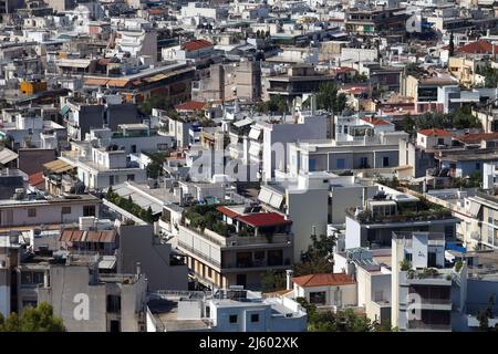 Athen Blick auf die Stadt von der Akropolis in Griechenland. Athen ist eine der ältesten Städte der Welt. Stockfoto