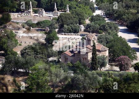 Athens City Details von der Akropolis in Griechenland. Athen ist eine der ältesten Städte der Welt. Stockfoto