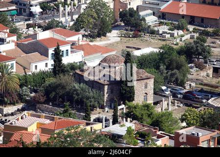 Athens City Details von der Akropolis in Griechenland. Athen ist eine der ältesten Städte der Welt. Stockfoto