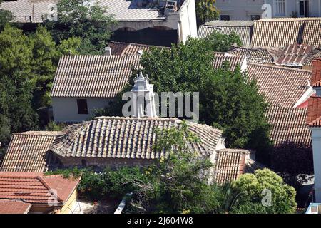 Athens City Details von der Akropolis in Griechenland. Athen ist eine der ältesten Städte der Welt. Stockfoto