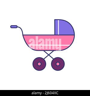 Vektor-Illustration von Cartoon Baby Kinderwagen-Design auf weißem Hintergrund. Stock Vektor
