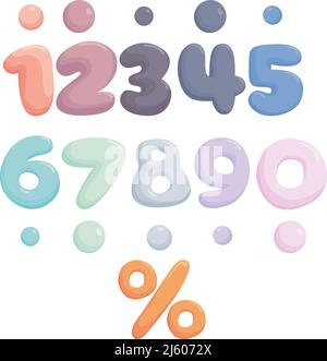 Bunte Cartoon-Zahlen für Kinder, Geburtstagskarte Vorlage. Vektorgrafik Stock Vektor