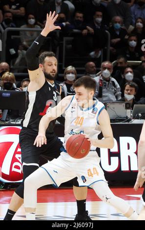 Bologna, Italien. 26. April 2022. Fedor Zugic (Ratiopharm Ulm) beim Viertelfinale des Eurocup-Spiels Segafredo Virtus Bologna gegen. Ratiopharm Ulm im Sportpalast Paladozza - Bologna, 26. April 2022 Quelle: Independent Photo Agency/Alamy Live News Stockfoto