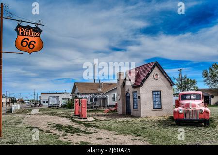 Alte Tankstelle an der Route 66 Stockfoto