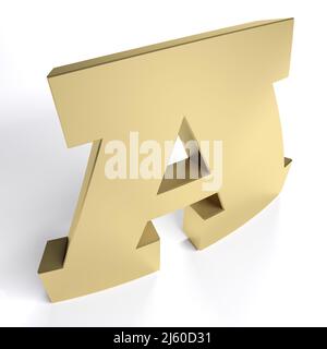 Ein alphabetischer Buchstabe in Messingmaterial isoliert auf weißem Hintergrund - 3D Rendering Illustration Stockfoto