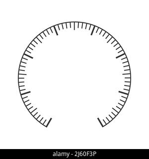 Skalenbeispiel für Druckmesser, Manometer, Barometer, Tachometer, Tonometer, Thermometer, Navigator oder Anzeigewerkzeug. Dashboard-Vorlage für runde Messungen. Vektorgrafik Stock Vektor