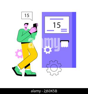 Electronic Queuing System abstrakte Konzept Vektor-Illustration. Warteschlangenmanagement-Software, elektronisches Warteschlangensystem, Ticket-Generator, Line Call-Lösung, Warten auf abstrakte Zahlen Metapher. Stock Vektor