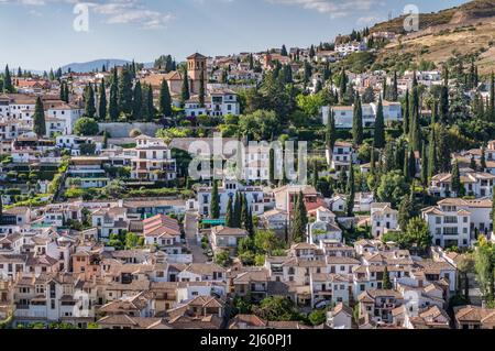 Ein herrlicher Panoramablick von der Alhambra in Granada, Spanien Stockfoto