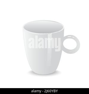 Realistische weiße Tasse isoliert auf weißem Hintergrund Stock Vektor