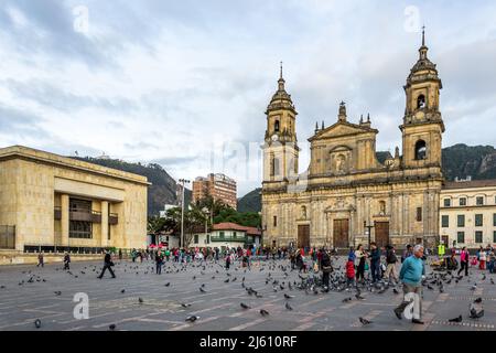 Kathedrale der Metropolitan Basilica von Bogota an der Ostseite des Bolivar-Platzes in Bogota, D.C., Kolumbien Stockfoto