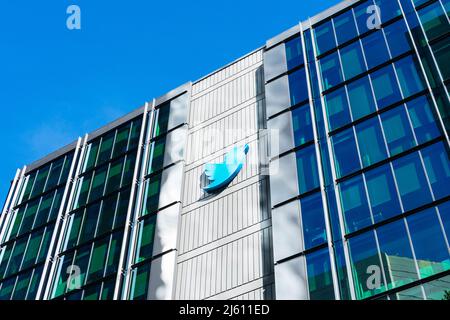 Twitter Hauptsitz Campus in der Innenstadt von San Francisco. Twitter ist ein amerikanischer Microblogging- und Social-Networking-Dienst. - San Francisco, Kalifornien Stockfoto