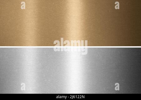 Genähte Strukturen aus Aluminium, Bronze und Messing. 3D Rendern Stockfoto