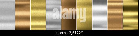 Genähte Strukturen aus Aluminium, Bronze und Messing. 3D Rendern Stockfoto