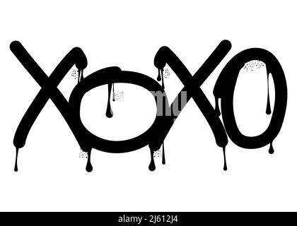 XOXO farbige Graffiti-Tag, Abkürzung, Hugs and Kisses, informeller Begriff zum Ausdruck von Liebe verwendet. Abstrakte moderne Street Art Dekoration durchgeführt in U Stock Vektor
